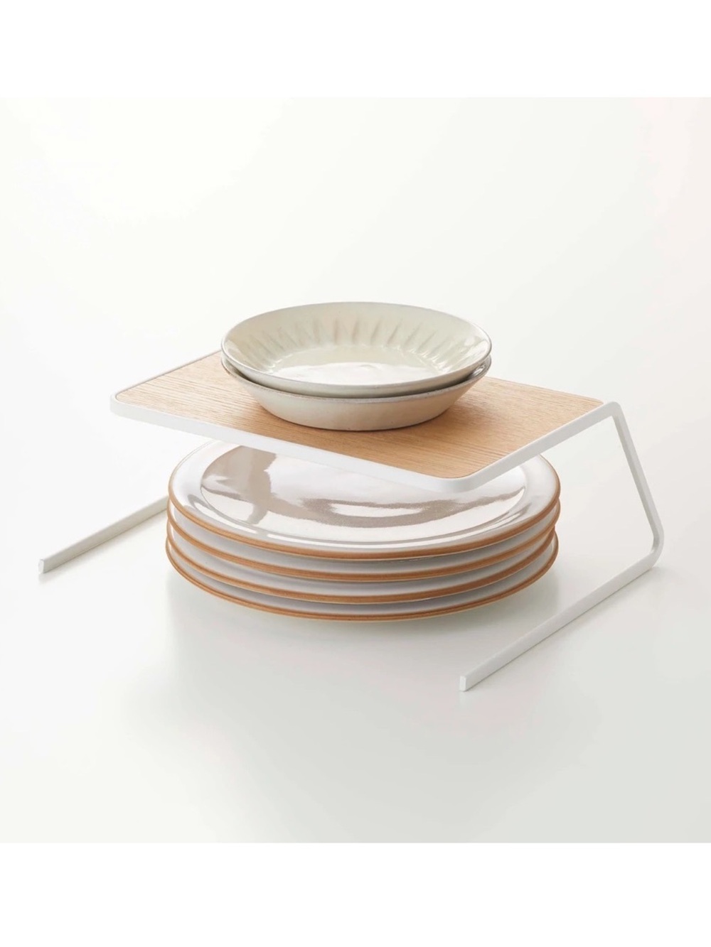 Yamazaki Home Tosca Dish Riser - Steel + Wood - Small